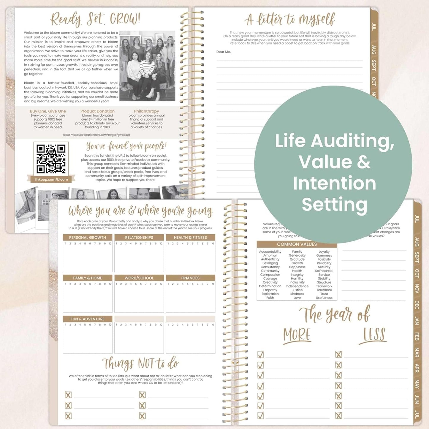 bloom daily planners 2025-2026 (8.5" x 11") Academic Year Day Planner (July 2025 - July 2026) - Aesthetic Weekly & Monthly Dated Agenda Organizer with Stickers - Brushed Beige