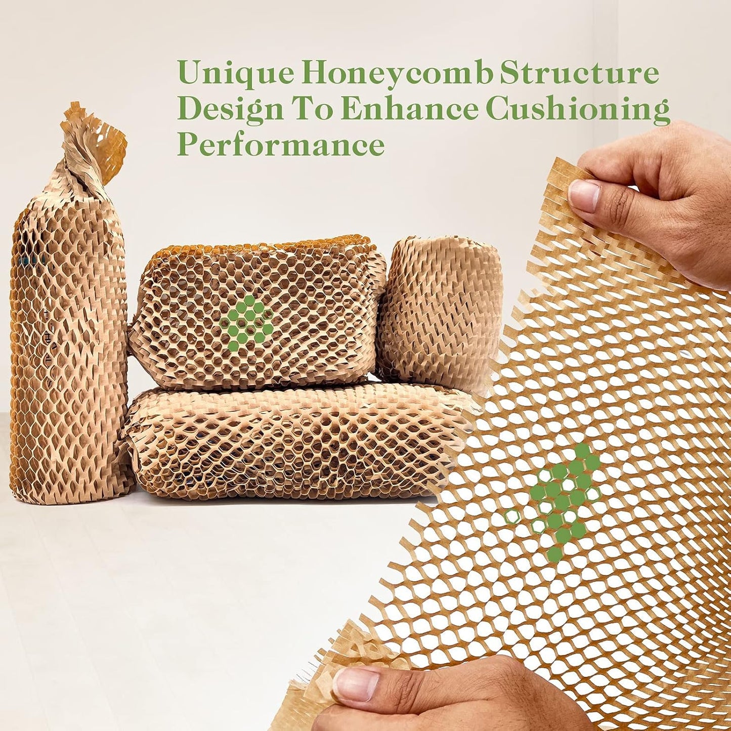 Honeycomb Packing Paper, 15" x 200' Honeycomb Cushioning Wrap Roll for Moving Shipping Packaging Gifts, Recyclable Honeycomb Paper Moving Supplies Bubble Paper Wrapping Protective Roll Khaki