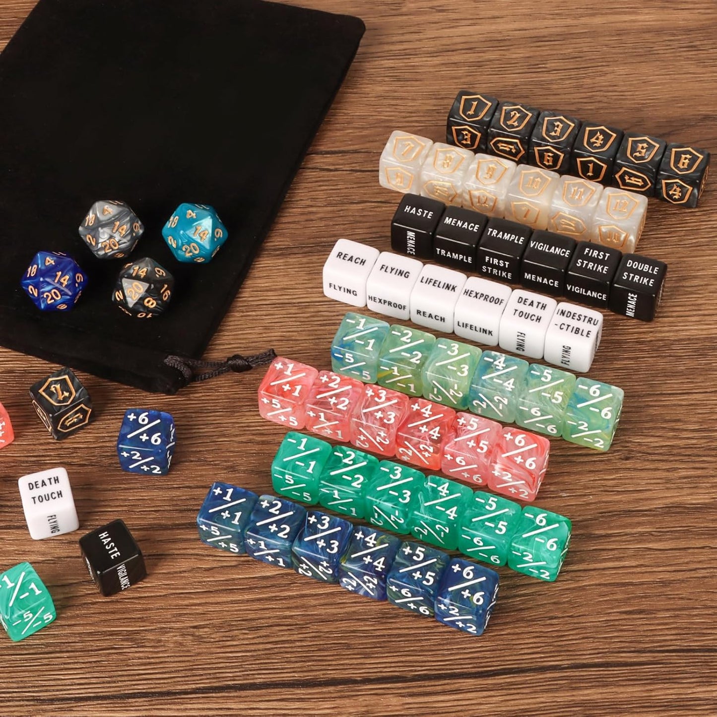 100 Pieces MTG Dice Counters Set Bulk Ability Keyword Tokens Shield Life Counters 6 Sided Dice for Magic The Gathering TCG Card Gaming Accessories (Dice Set (B))