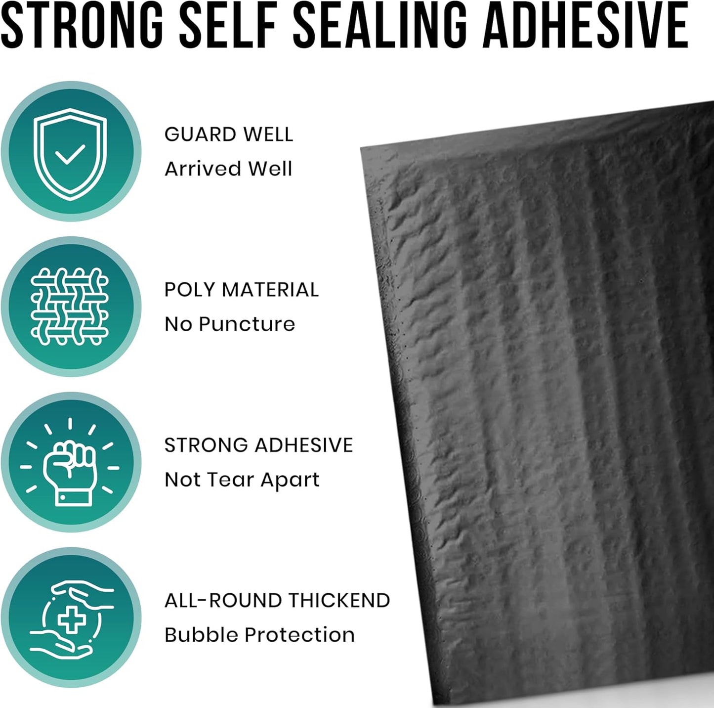 Levex - #0 6" x 10" [5 Pack] Black Poly Bubble Mailers, Padded Envelope Mailers, Packing Envelope & Mailing Bags for Shipping