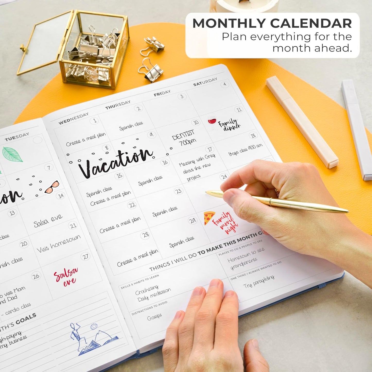 Clever Fox Planner PRO Light – Weekly & Monthly Life Planner to Increase Productivity, Time Management and Hit Your Goals, 8.5x11″ (Mystic Blue)