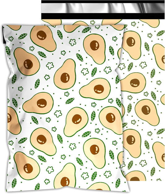 Poly Mailers 10x13 Inch 25 Pcs - Avocado printed Shipping Bags, 2.4mil Thickness, Waterproof and Tear Resistant Mailing Envelopes, Self-Sealing Packaging Bags for Small Business