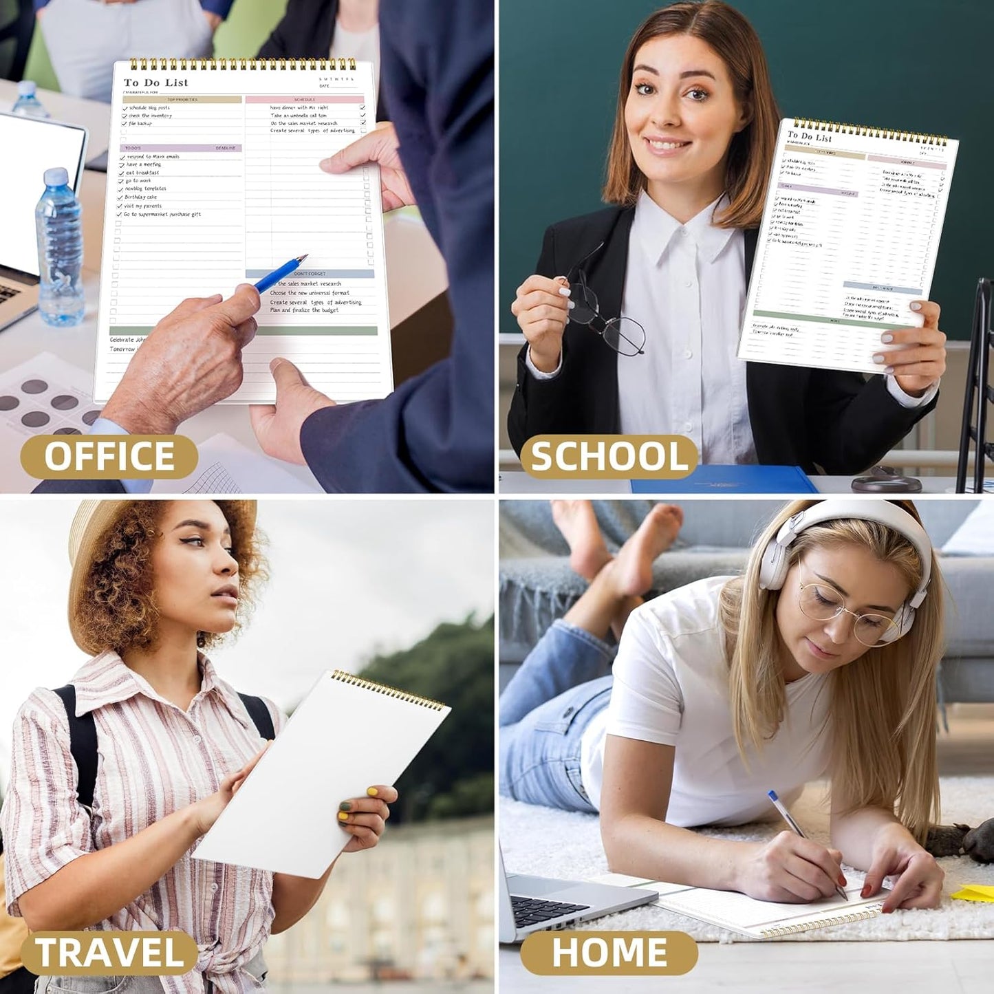 To Do List Notepad Undated, Daily To Do List Notebook (8.5"x 11") Spiral Daily Task Hourly Schedule Planning Pad with Checklist Suitable for Office, Home and School 104 Pages