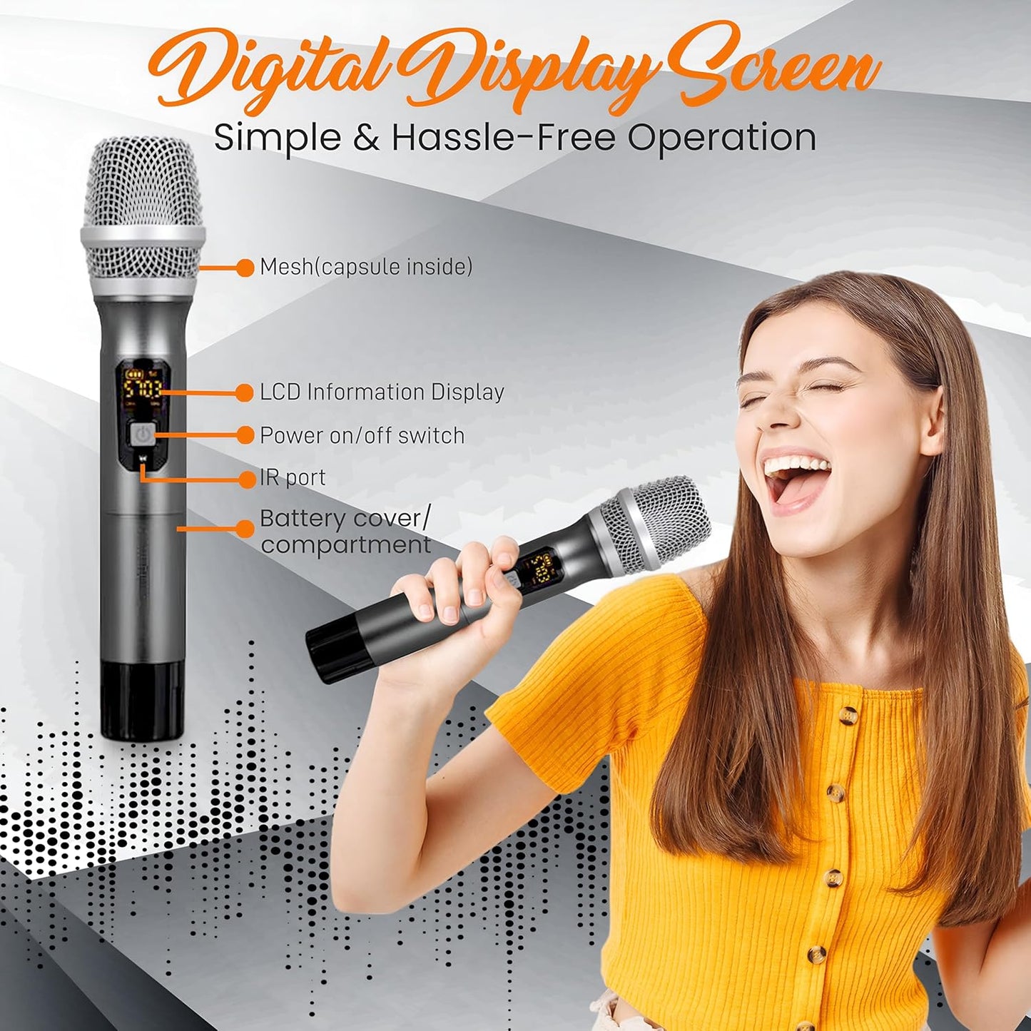 Pyle, UHF Wireless System Kit-Portable Professional Battery Operated Handheld Dynamic Unidirectional Cordless Microphone Transmitter Set w/Adapter Receiver-PA Karaoke DJ Party, USB, Black - PDWMU103