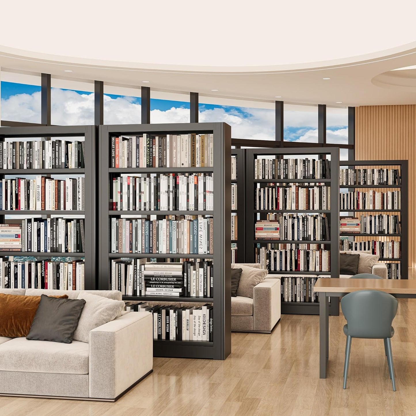 Bookshelves And Bookcases, 36" Wide Office Hard Cover Books Bookshelf, Black 5 Shelf Metal Bookcase, 69" Tall Industrial Sturdy Open Bookshelf for Living Room, Library, School, Bedroom, Kitchen