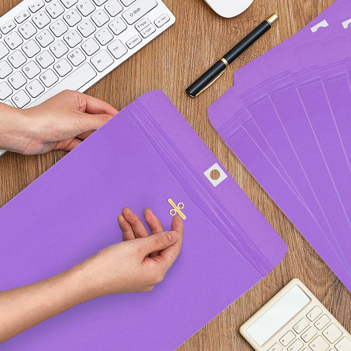 Geyee 100 Pcs Clasp Manilla Envelopes 9 x 12 Inch Gummed Colored Envelopes for Storing or Mailing for Home Office Business Supplies(Purple)