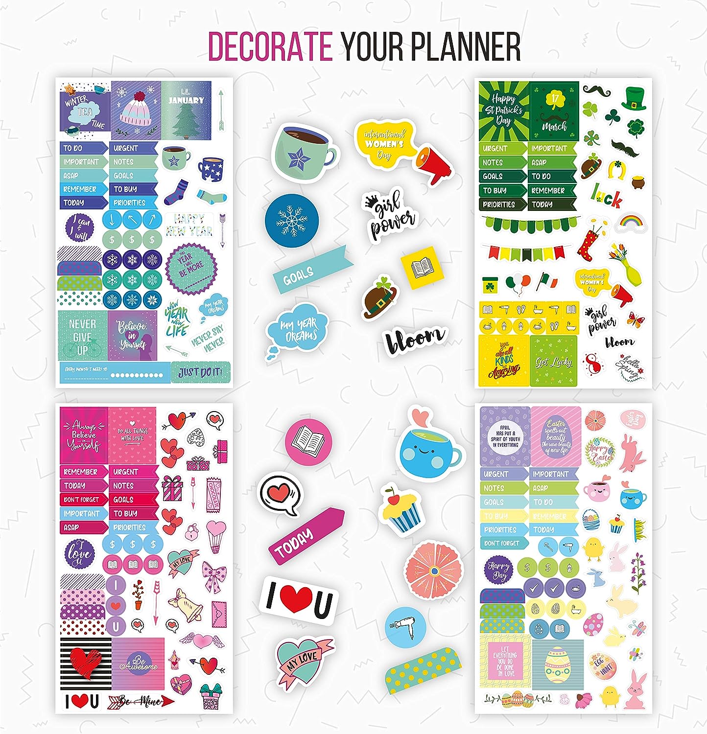 [Expanded] Vladi Creative Aesthetic Monthly Planner Stickers – 1397 pcs / 23 Sheets – Seasonal, Holiday, Productivity & Decorative Stickers for Women – Perfect for Calendars, Journals, & Scrapbooking
