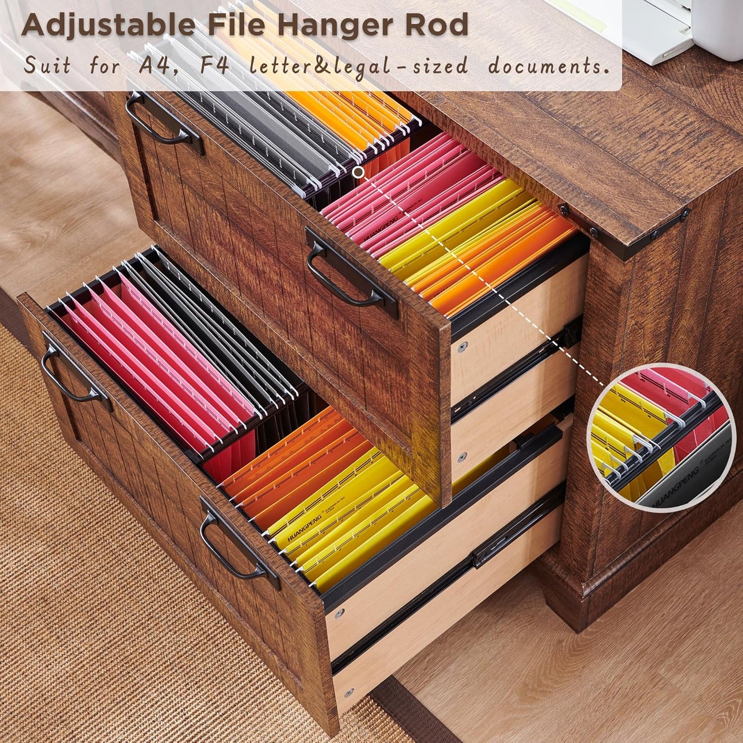 RedLemon File Cabinet with 2 Drawers, Farmhouse 30" Filing Cabinets with Hanging File Folders for A4/Letter/Legal Size Documents,Office Storage Cabinet for Living Room(Reclaimed Barnwood Color)