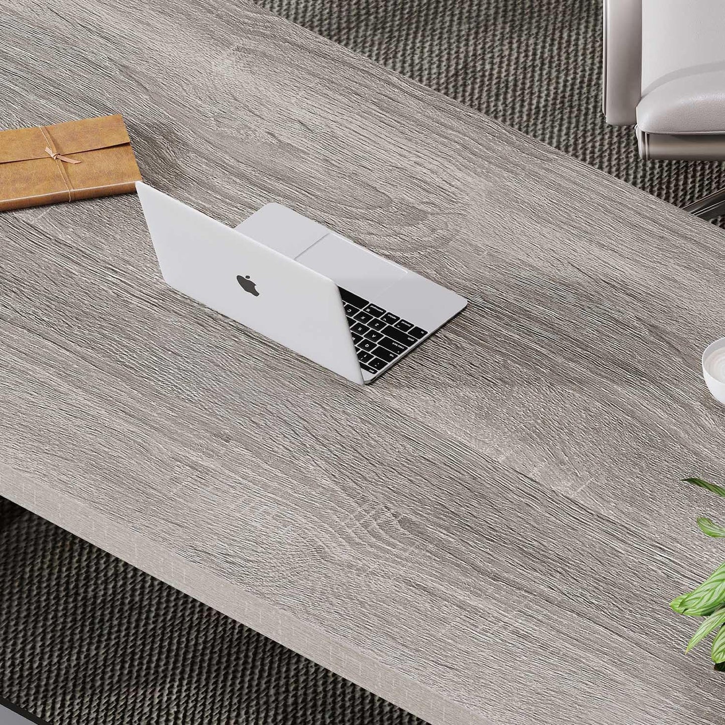 LVB Grey Desk, Industrial Wood Home Office Computer Desk for Bedroom, Farmhouse Metal Wooden Study Work PC Gaming Writing Table, Modern Simple Executive Writing Desk, 47 Inch, Light Gray