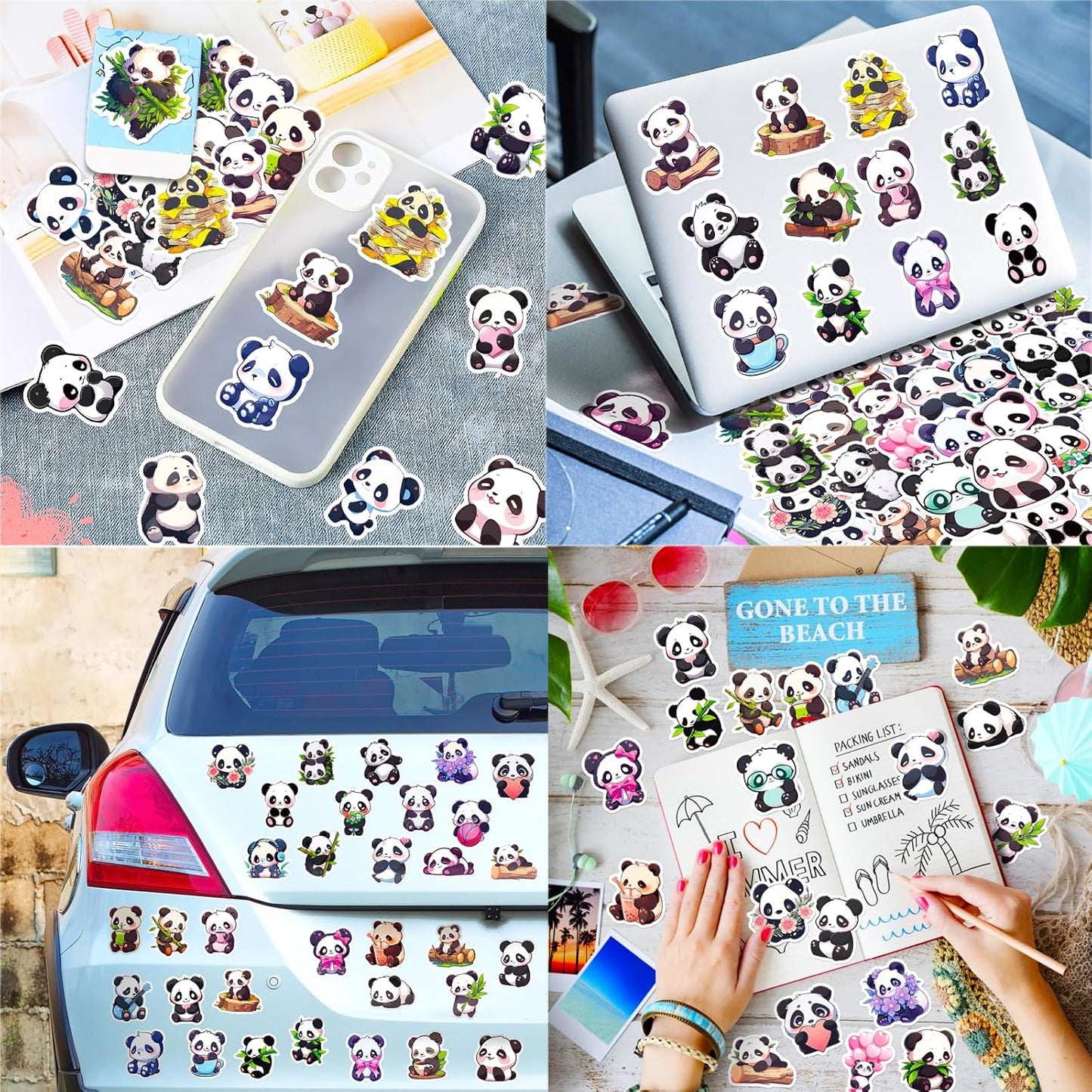 100PCS Panda Stickers,Water Bottle Stickers,Cute Stickers, Stickers for Kids, Stickers for Kids Classroom,for Luggage, Teaching Rewards，Skateboard，Laptop Sticker (Pandas)