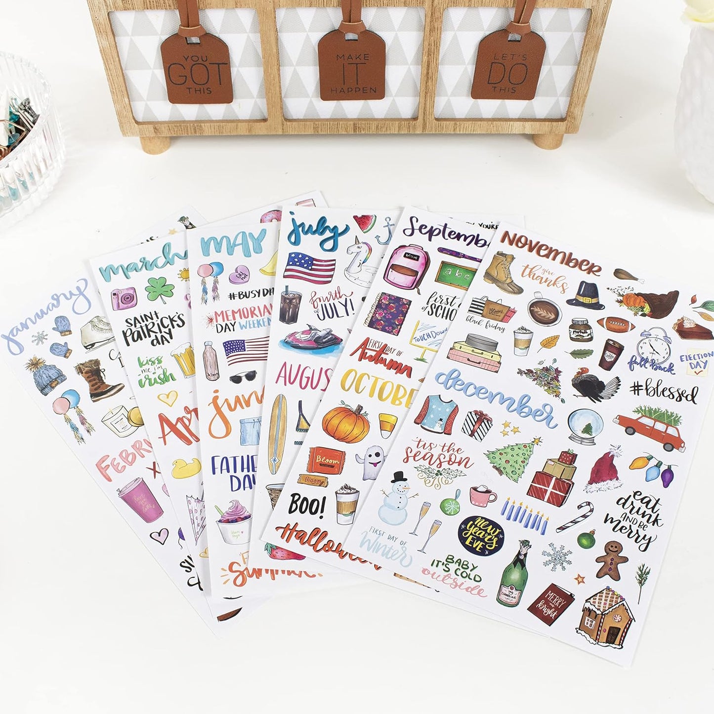 bloom daily planners Holiday Seasonal Planner Sticker Sheets - Vintage Seasonal Sticker Pack - Over 310 Stickers Per Pack!