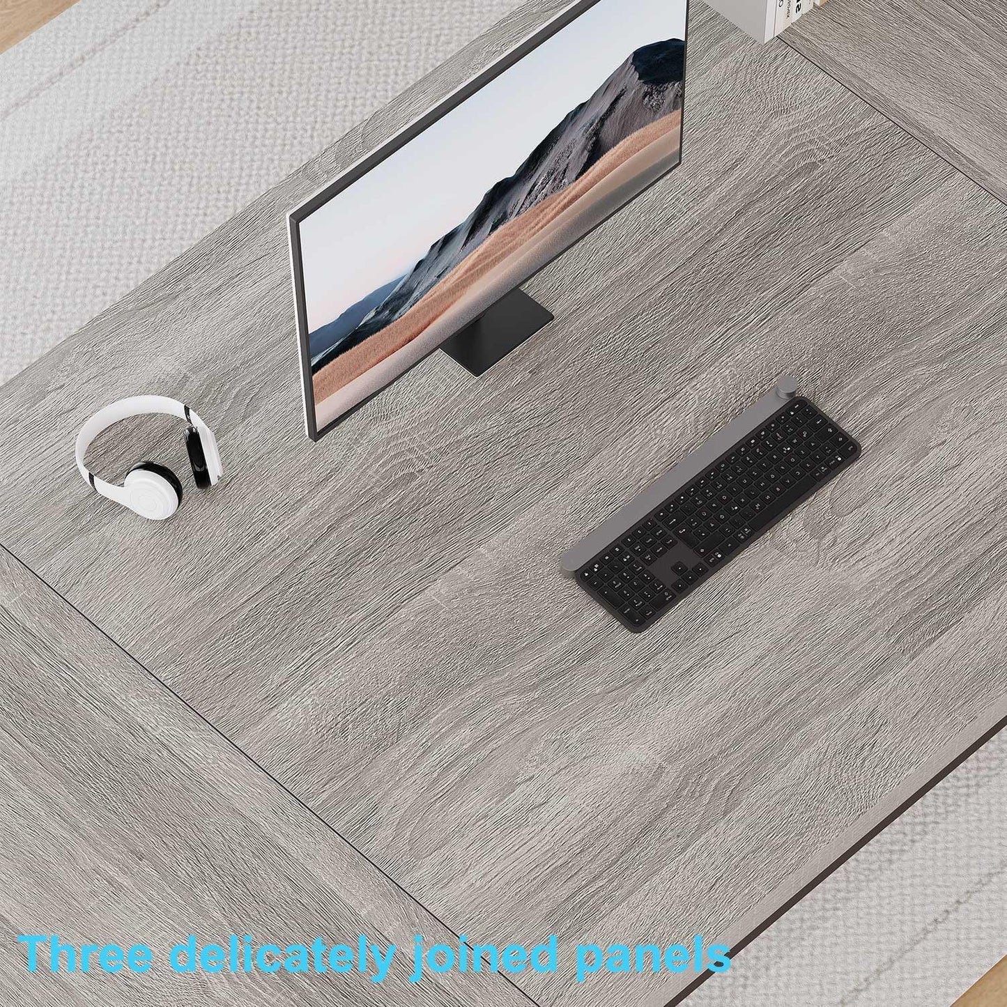 HSH 78 Inch Long Home Office Desk, Extra Large Grey Computer Desk for 2 Person, Industrial Wooden and Metal Executive Work Writing Study Gaming Desk Table, Modern Bedroom PC Laptop Desk Double Desk