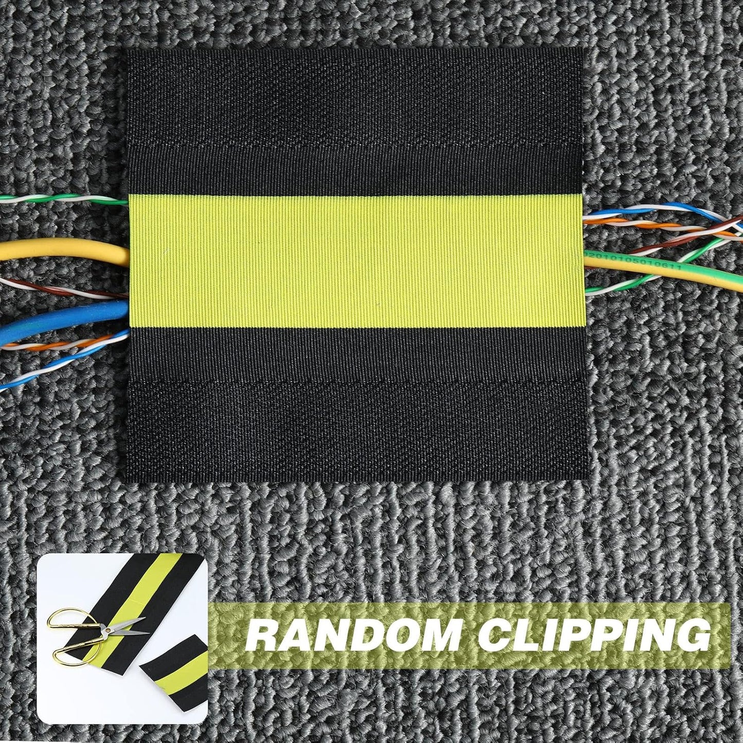 WILLBOND Carpet Cord Cover Cable Grip Floor Cover Cable Protector Management Only for Commercial Office Carpet(Black and Yellow,19.69 ft)