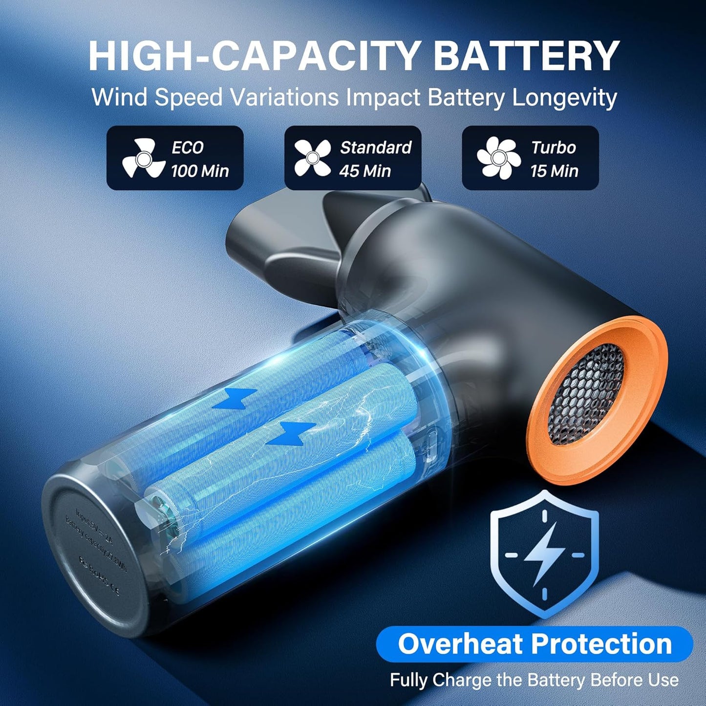 Compressed Air Duster, 260000RPM Cordless Electric Air Blower with Brushless Motor- 3-Speed Adjustable, Replaces Compressed Air Cans for Keyboard, Computer & Outdoor Cleaning