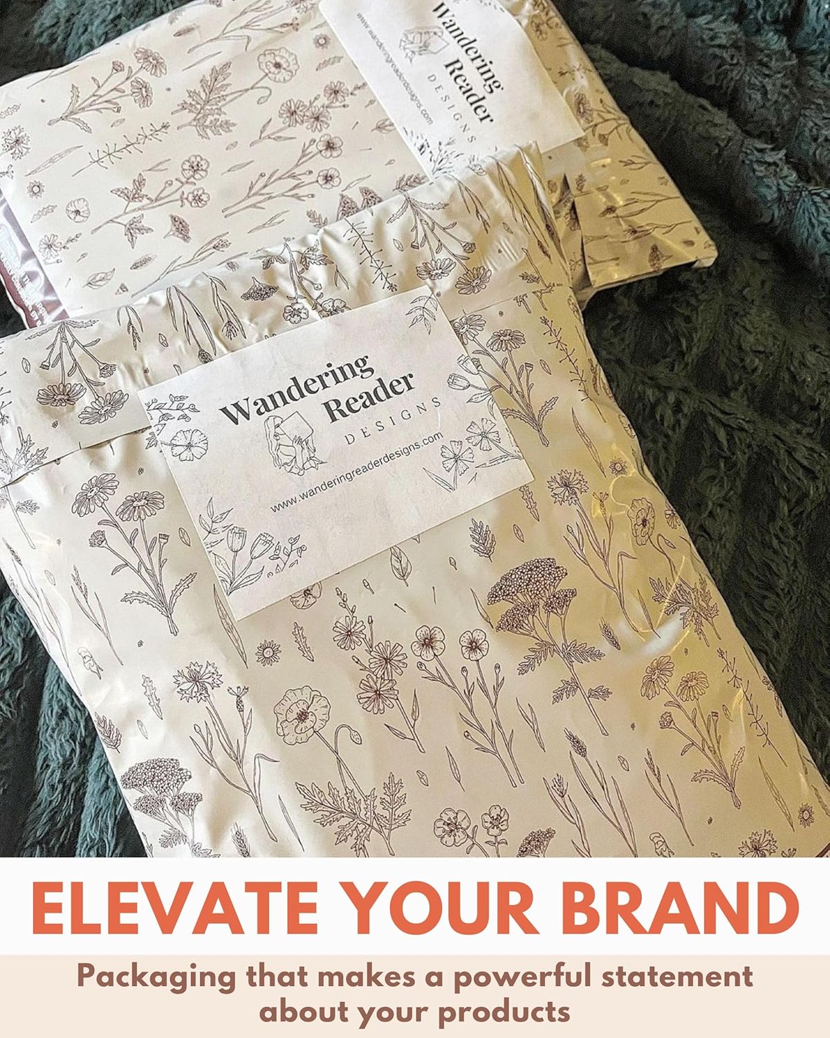 Poly Mailers 10x13-25 Pack Biodegradable Shipping Bags for Clothes - Impack Self-Seal Waterproof Thick Mailing Envelope for Accessories & Clothing - Wildflower