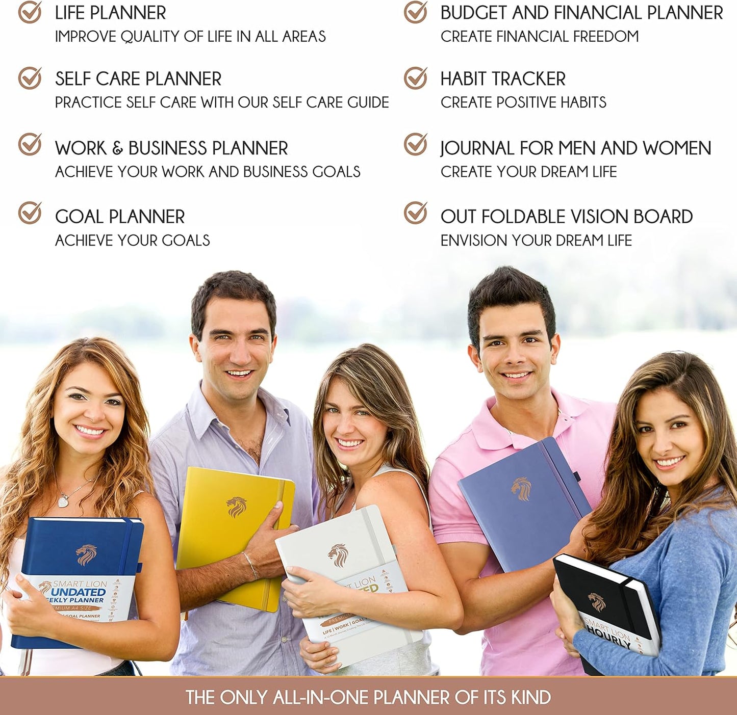 Hourly Planner - Undated Daily, Weekly & Monthly Planner with Budget Section | A 12 Month Journey to Increase Productivity & Happiness | Life Organizer & Gratitude Journal - Vertical Format