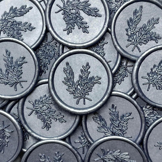 100Pcs Wax Seal Stickers Handmade Envelope Seals Self Adhesive Wax Stickers for Wedding Party Invitations, Envelope, Gift Wrap, Christmas(Rosemary Style, Gray Blue)